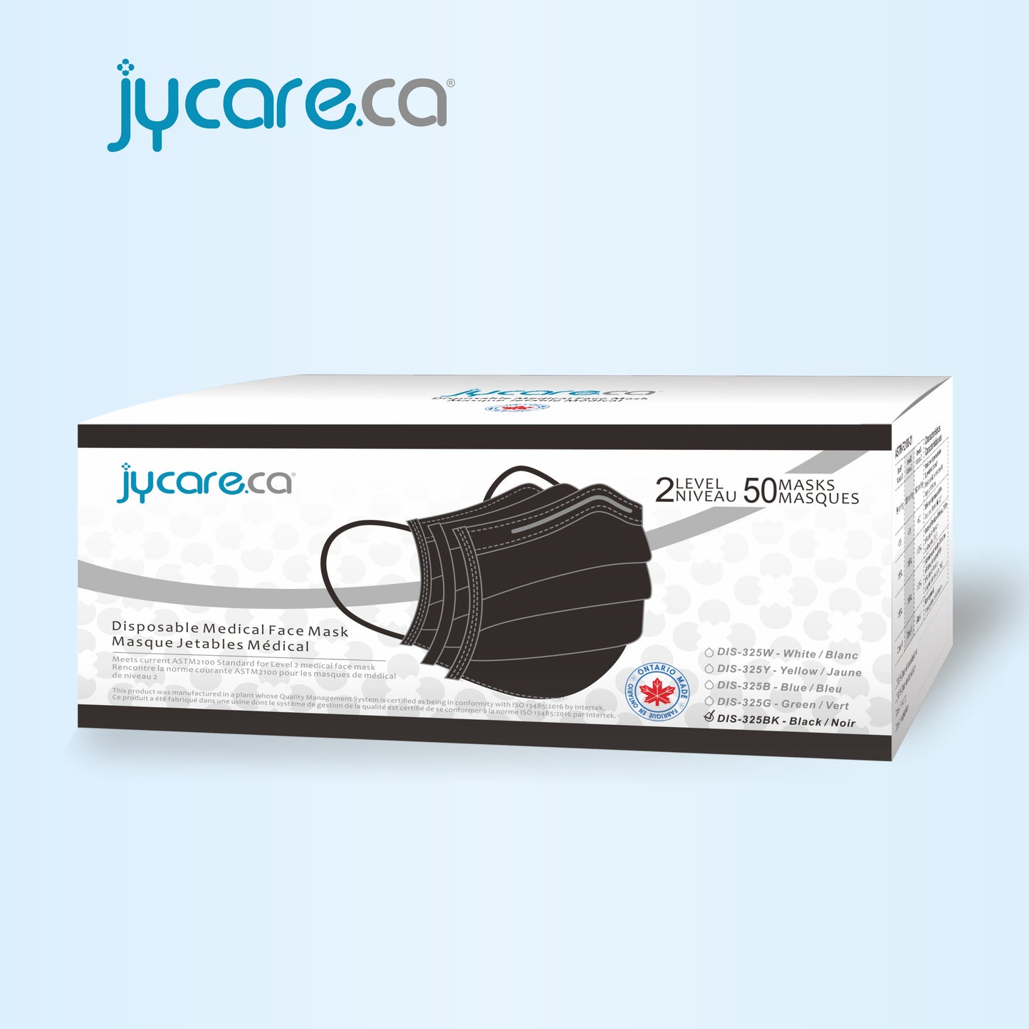 JY Care Level 2 Medical Face Mask (50 Masks/pack), Black Color