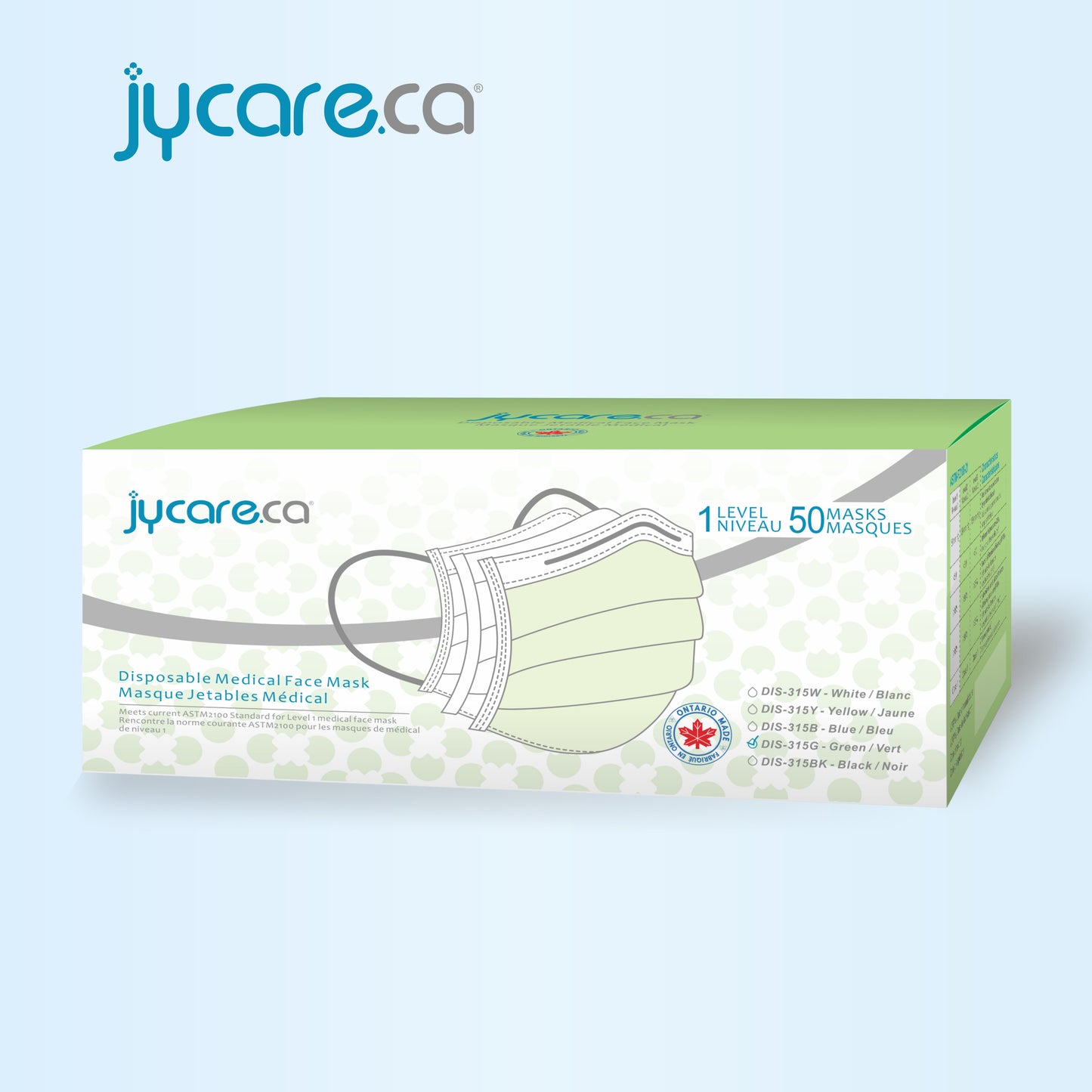 JY Care Level 1 Medical Face Mask (50 Masks/pack), Multi Colors