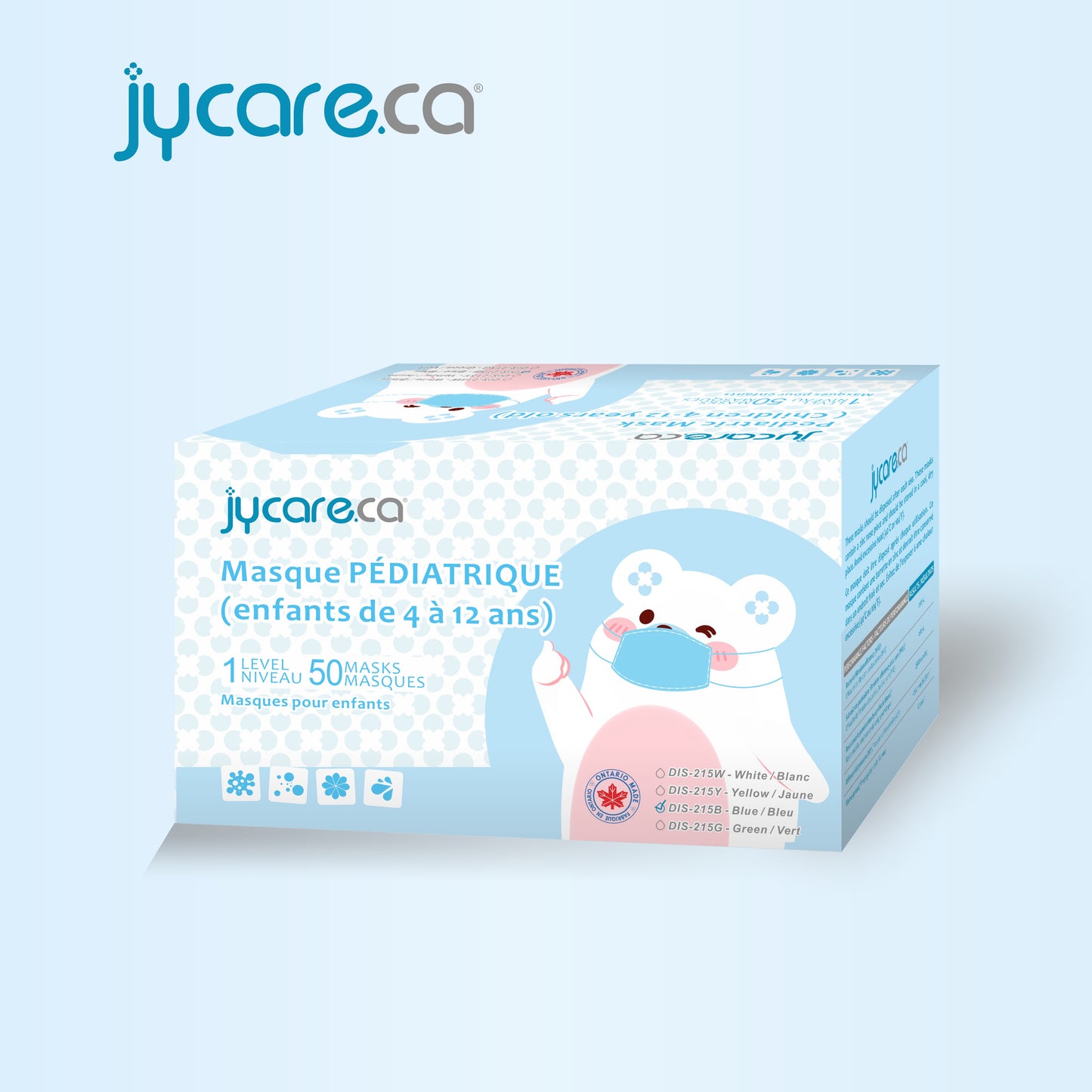 JY Care Level 1 Medical Children's Face Mask (50 Masks/pack), Multi Colors
